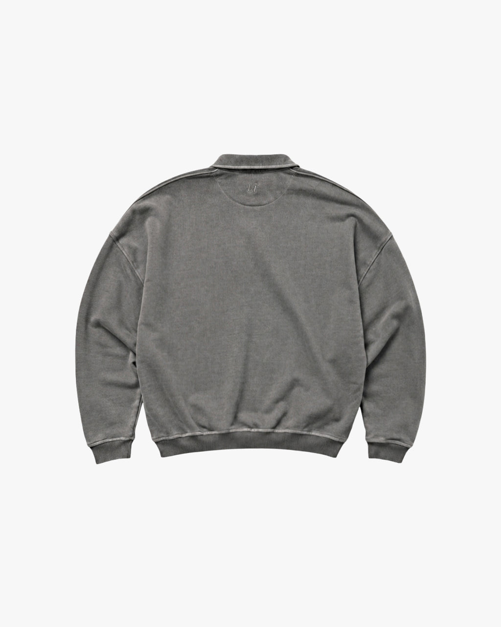Untapped London Field Quarter Zip in Aged Grey, heavyweight cotton quarter-zip top