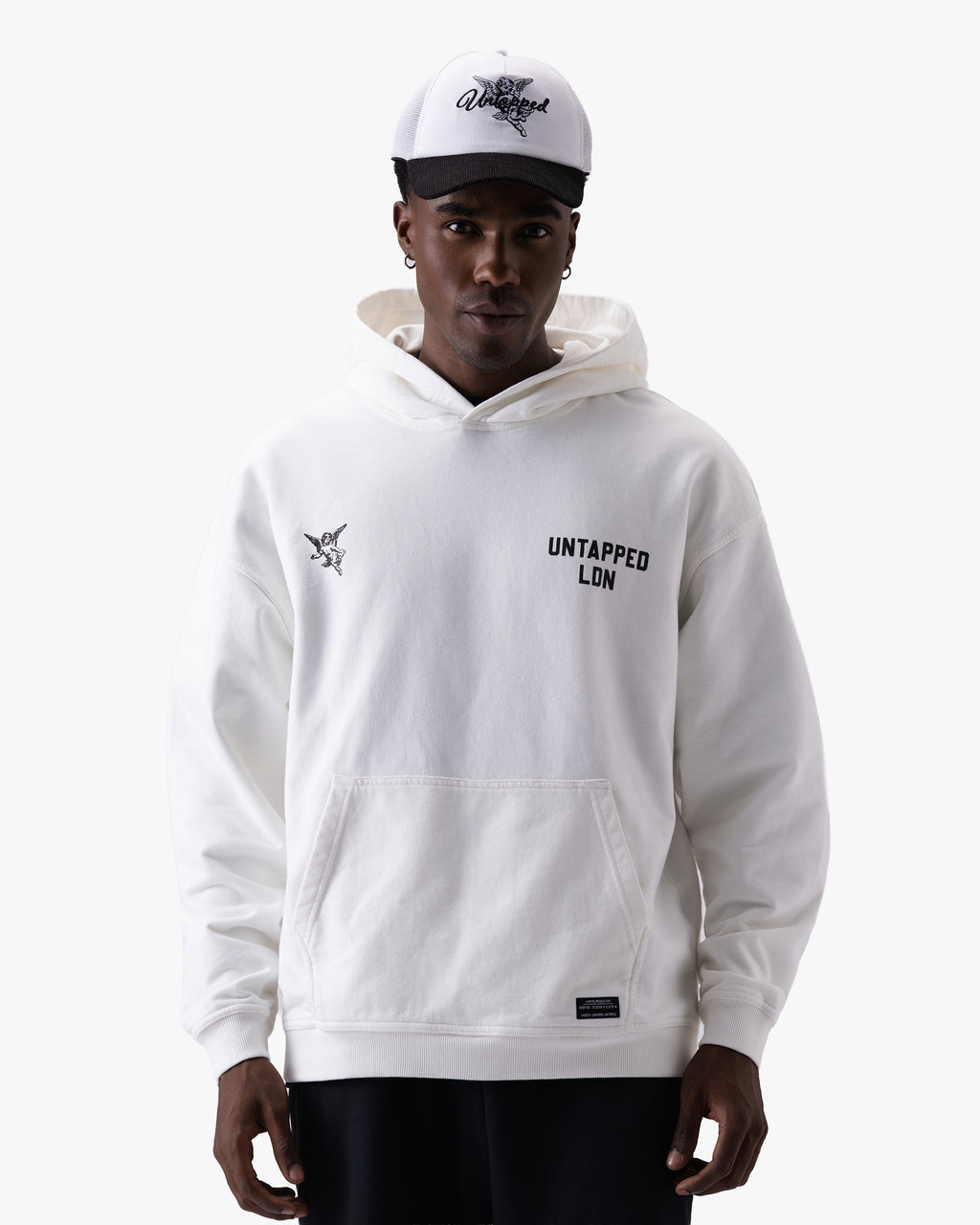 Untapped London Heritage Hoodie in Vintage White, oversized heavyweight cotton hoodie