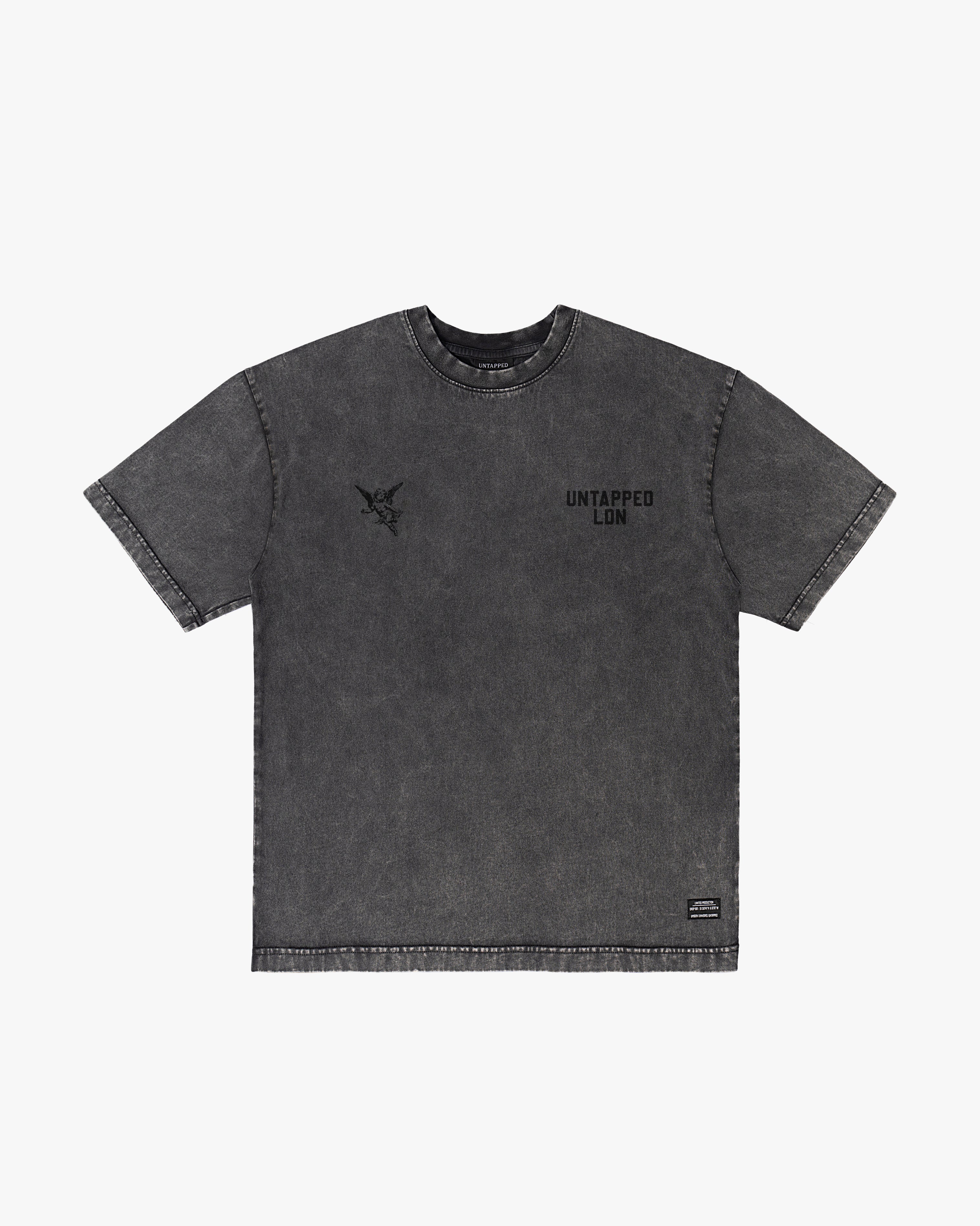 Untapped London Heritage Tee in Aged Charcoal, heavyweight cotton t-shirt with screen print
