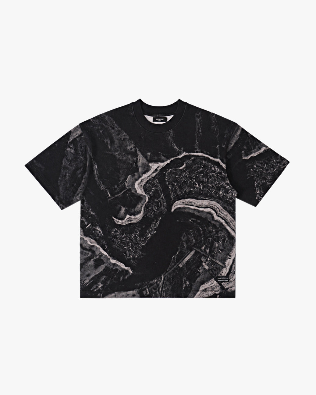 Untapped London Terrain Tee in Black Marble print, oversized heavyweight cotton t-shirt