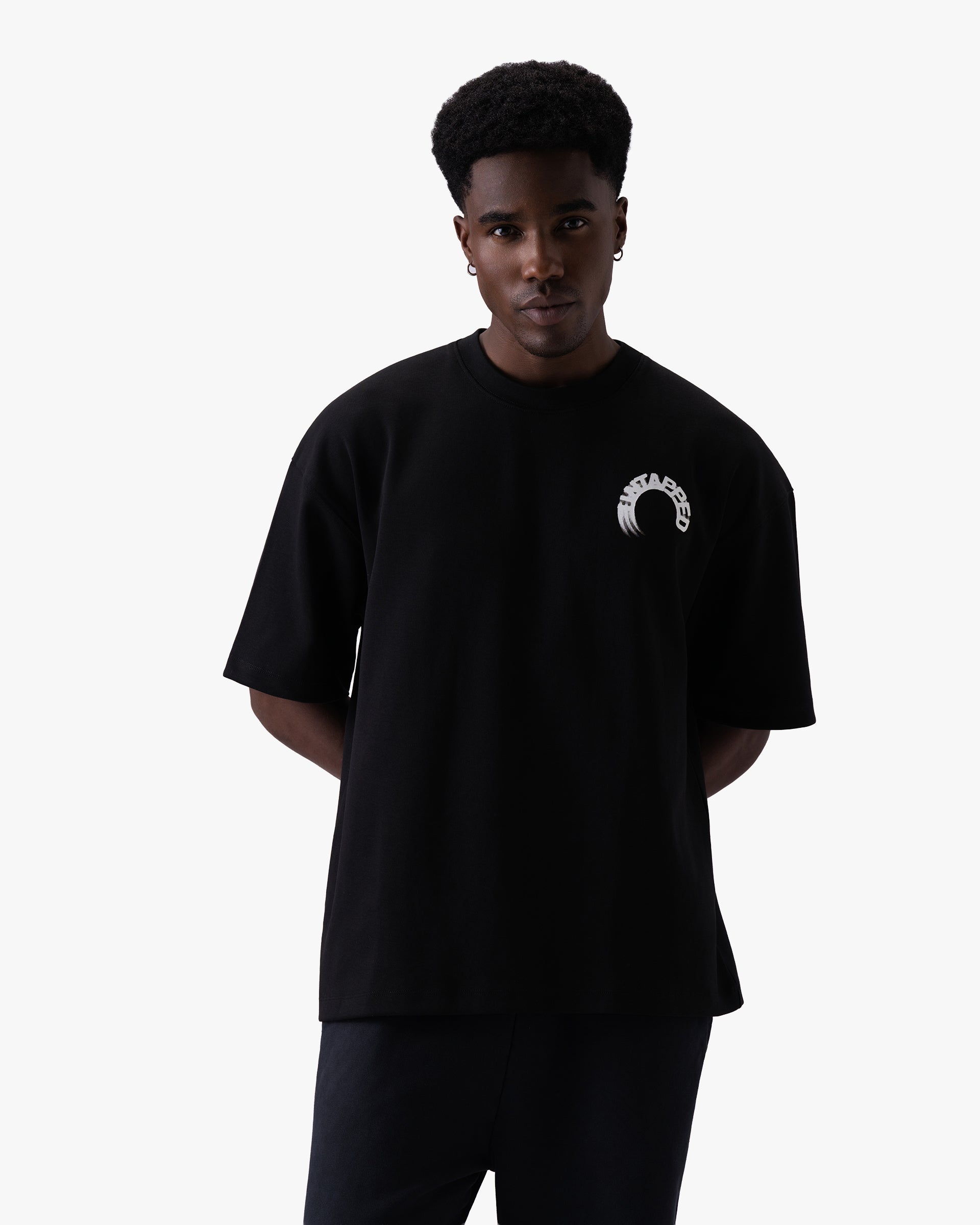 Untapped London Arc Tee in Midnight Black, oversized cotton-Sorona jersey t-shirt