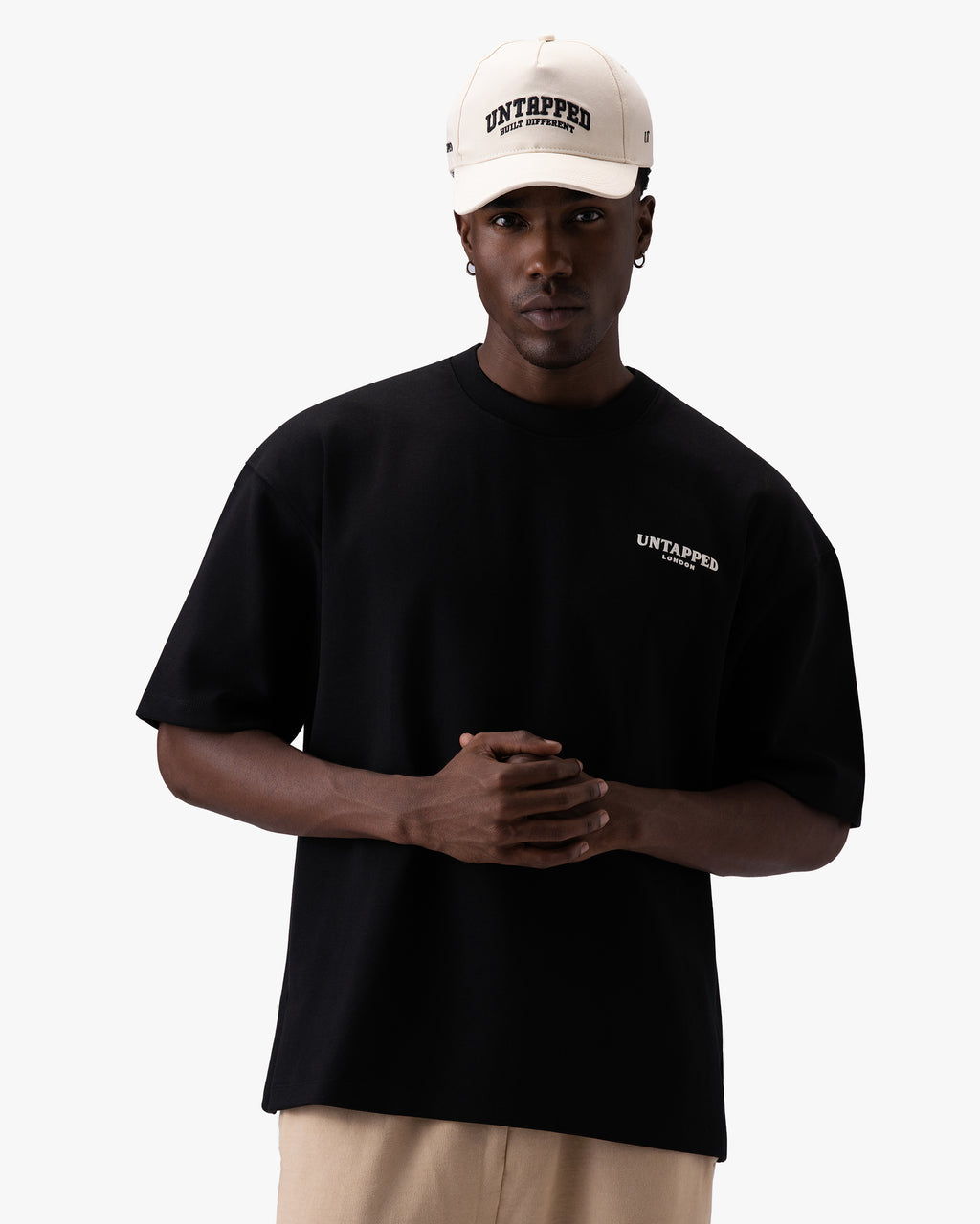 Untapped London Signature Tee in Midnight Black, oversized heavyweight cotton t-shirt
