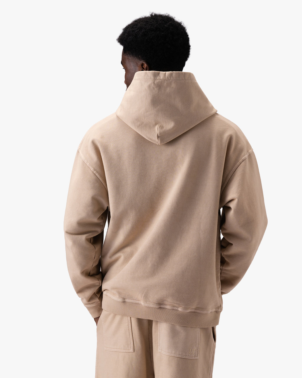 Untapped London Manifest Hoodie in Sandstone, oversized raglan-sleeve cotton hoodie