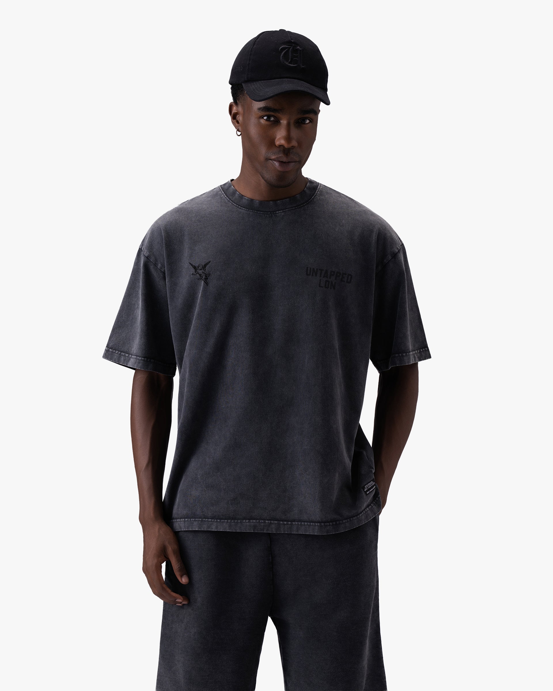 Untapped London Heritage Tee in Aged Charcoal, heavyweight cotton t-shirt with screen print