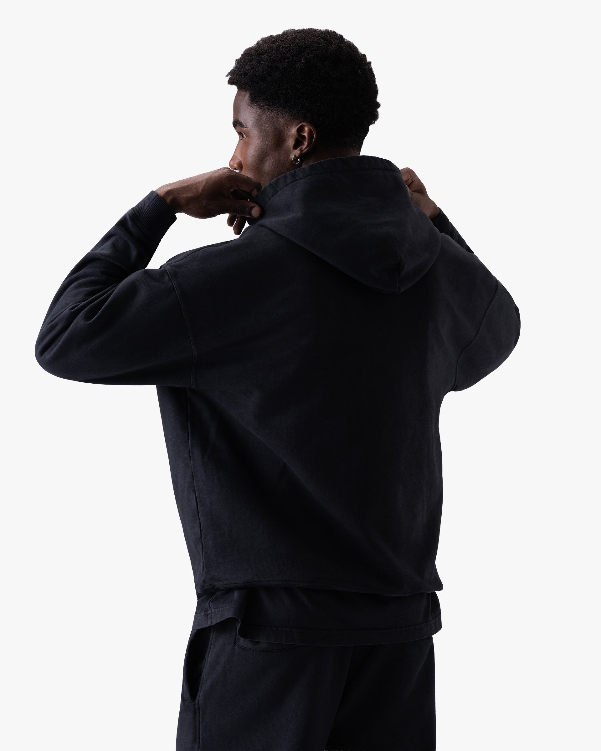Untapped London Echo Hoodie in Washed Black, oversized heavyweight cotton hoodie
