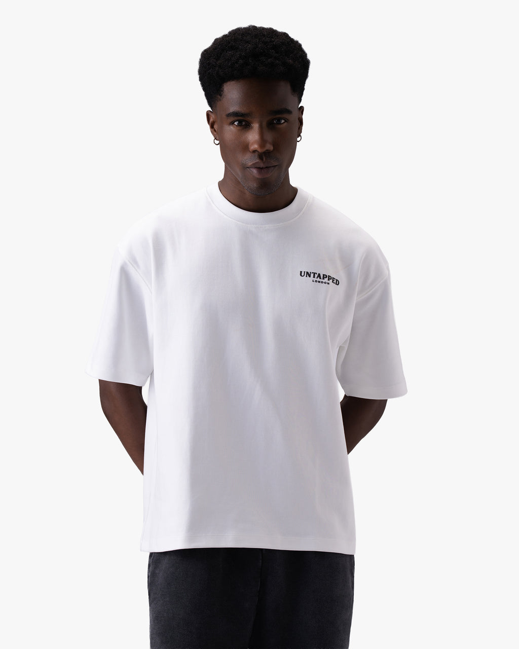 Untapped London Signature Tee in Vintage White, oversized heavyweight cotton t-shirt with HD print