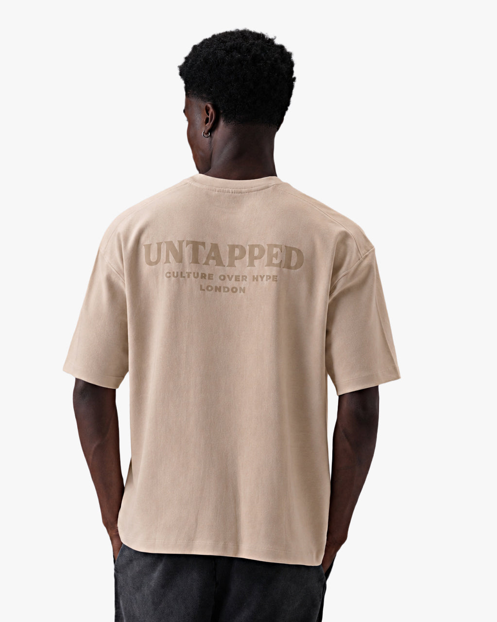 Untapped London Signature Tee Tonal in Stone Beige, oversized heavyweight cotton t-shirt