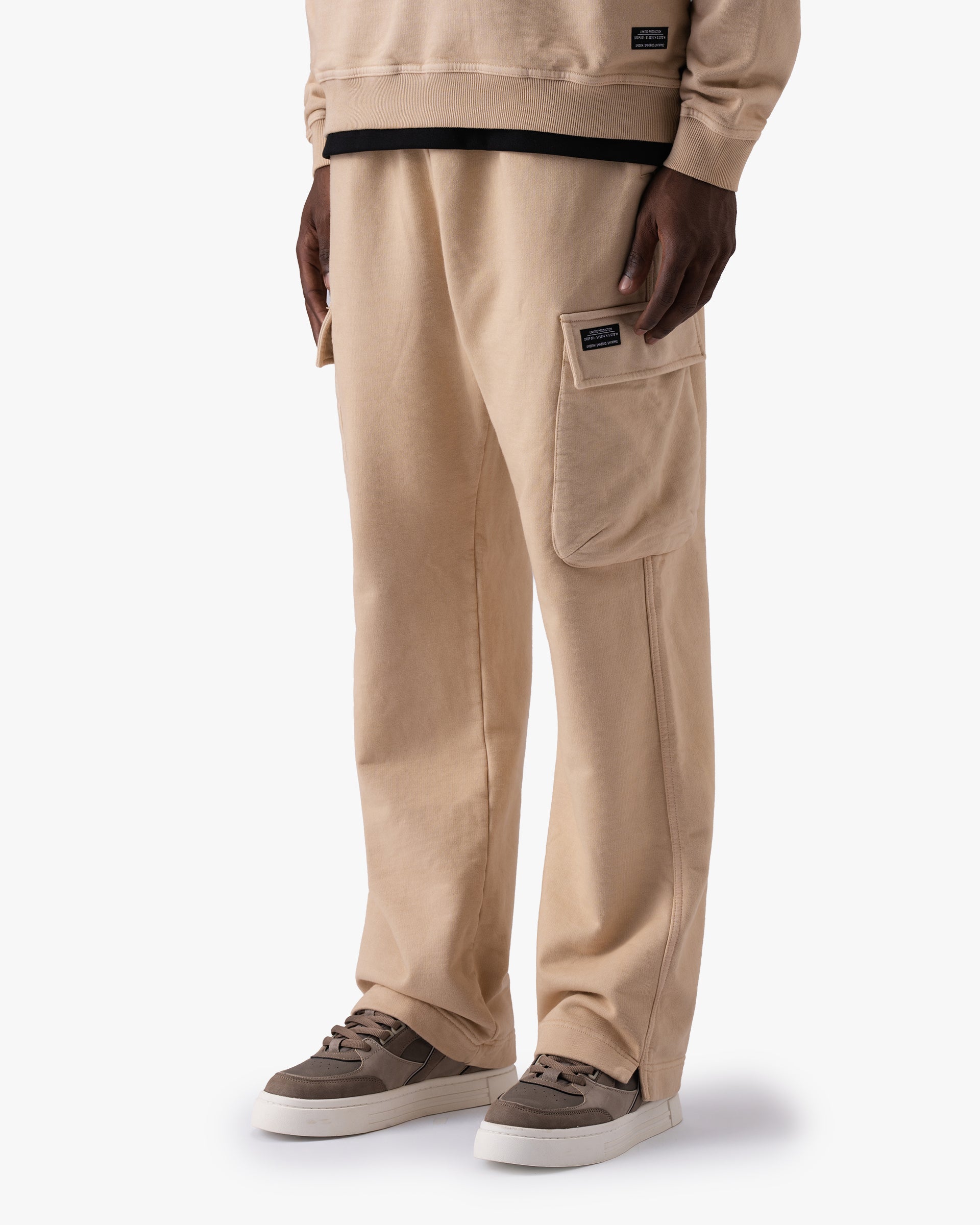 Untapped London Field Cargo trousers in Sandstone, heavyweight cotton cargo trousers