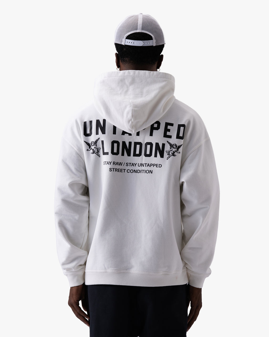 Untapped London Heritage Hoodie in Vintage White, oversized heavyweight cotton hoodie