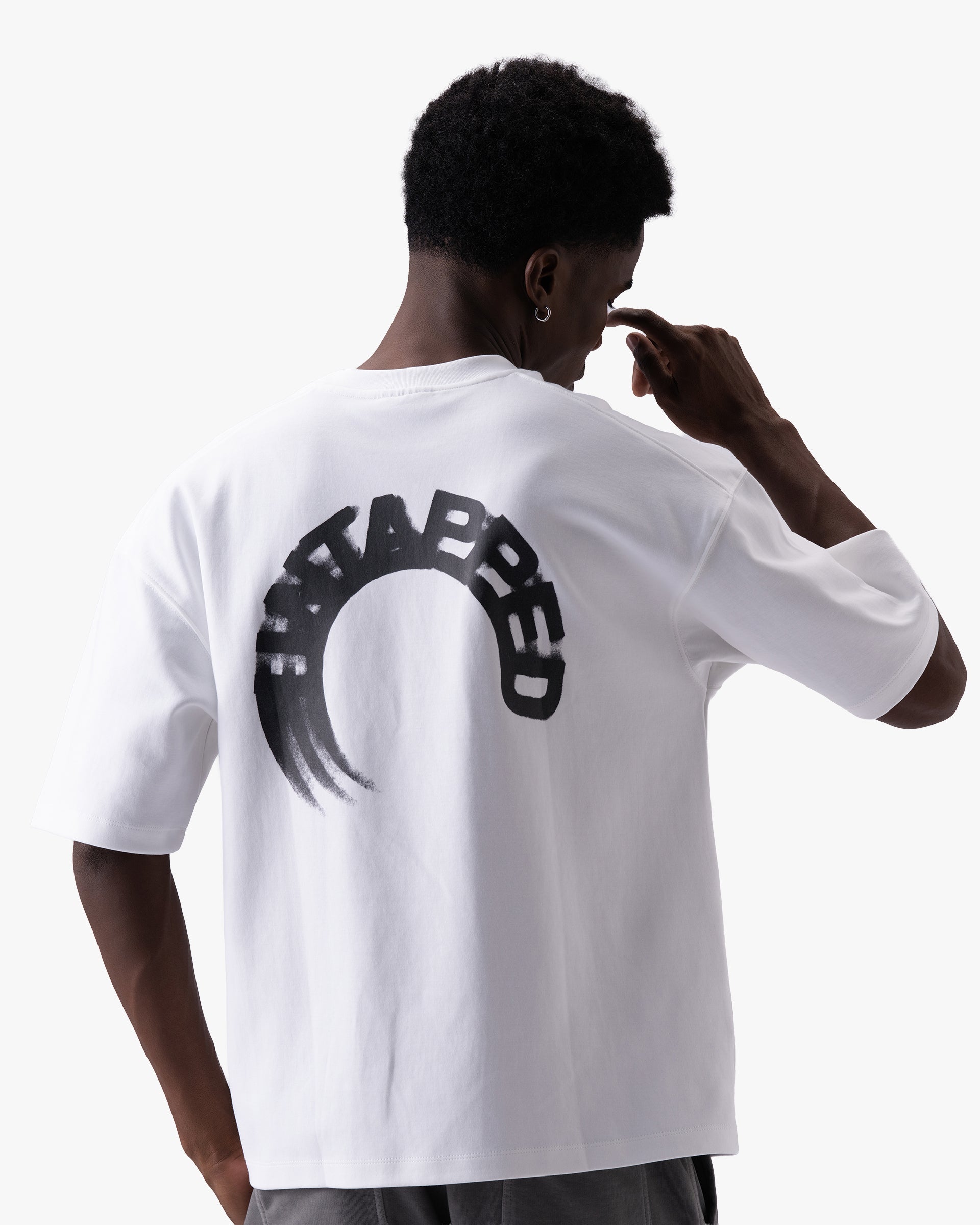 Untapped London Arc Tee in Vintage White, oversized cotton-Sorona jersey t-shirt