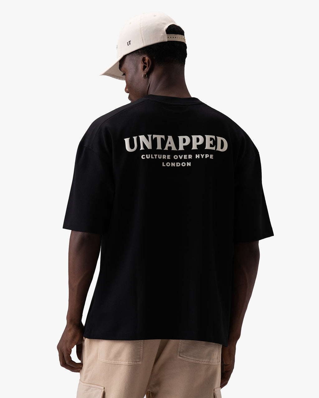 Untapped London Signature Tee in Midnight Black, oversized heavyweight cotton t-shirt