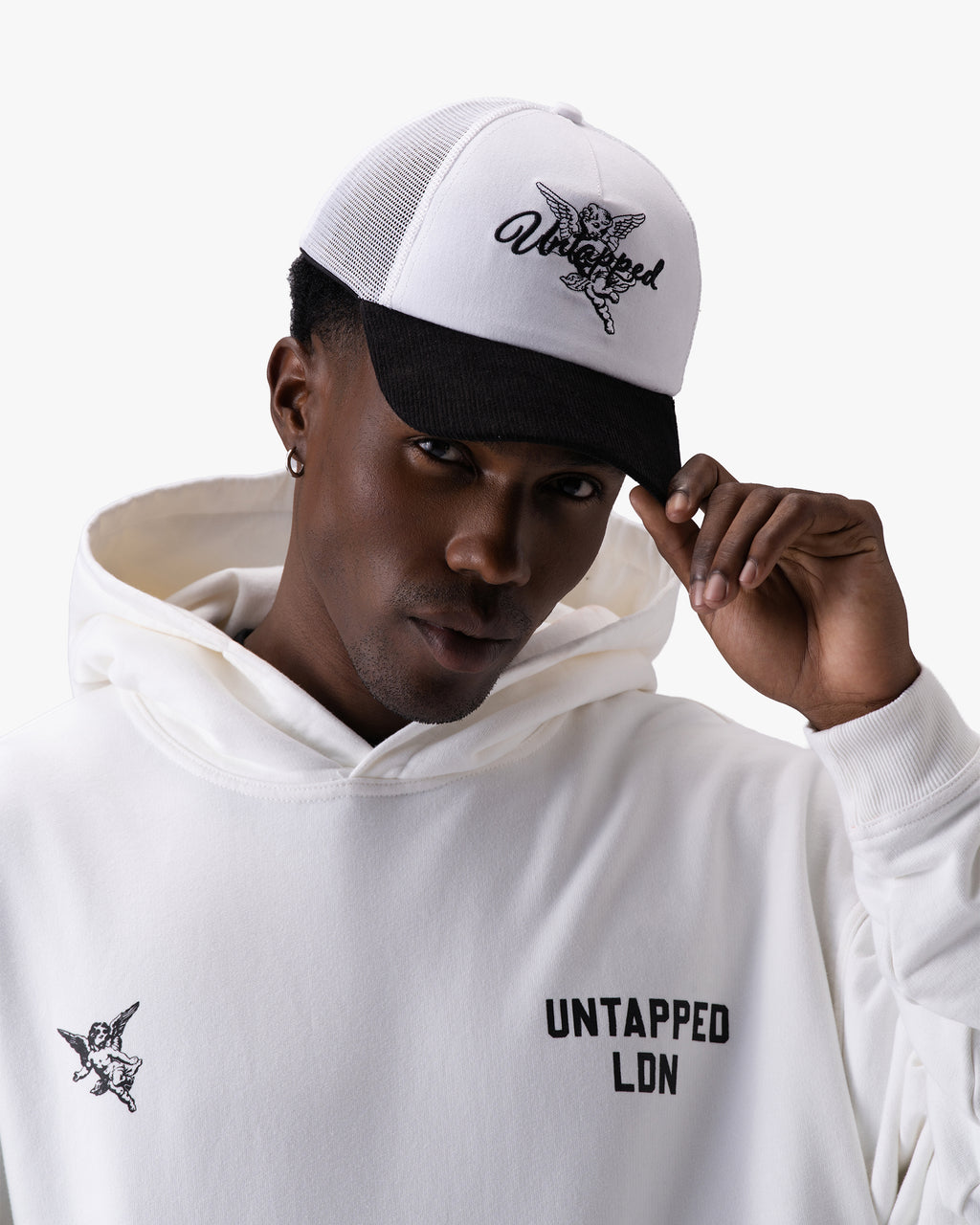 Untapped London Heritage Hoodie in Vintage White, oversized heavyweight cotton hoodie
