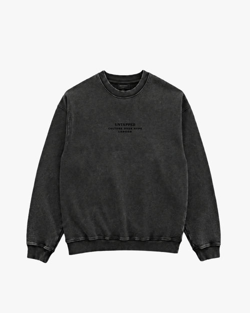 Untapped London Heritage Crew sweatshirt in Aged Charcoal, heavyweight loopback cotton