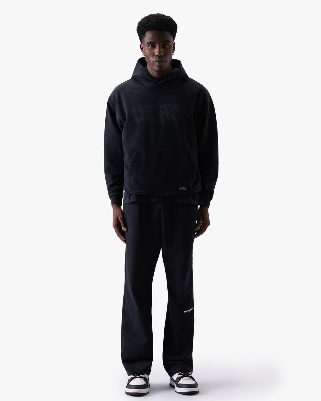 Untapped London Echo Hoodie in Washed Black, oversized heavyweight cotton hoodie