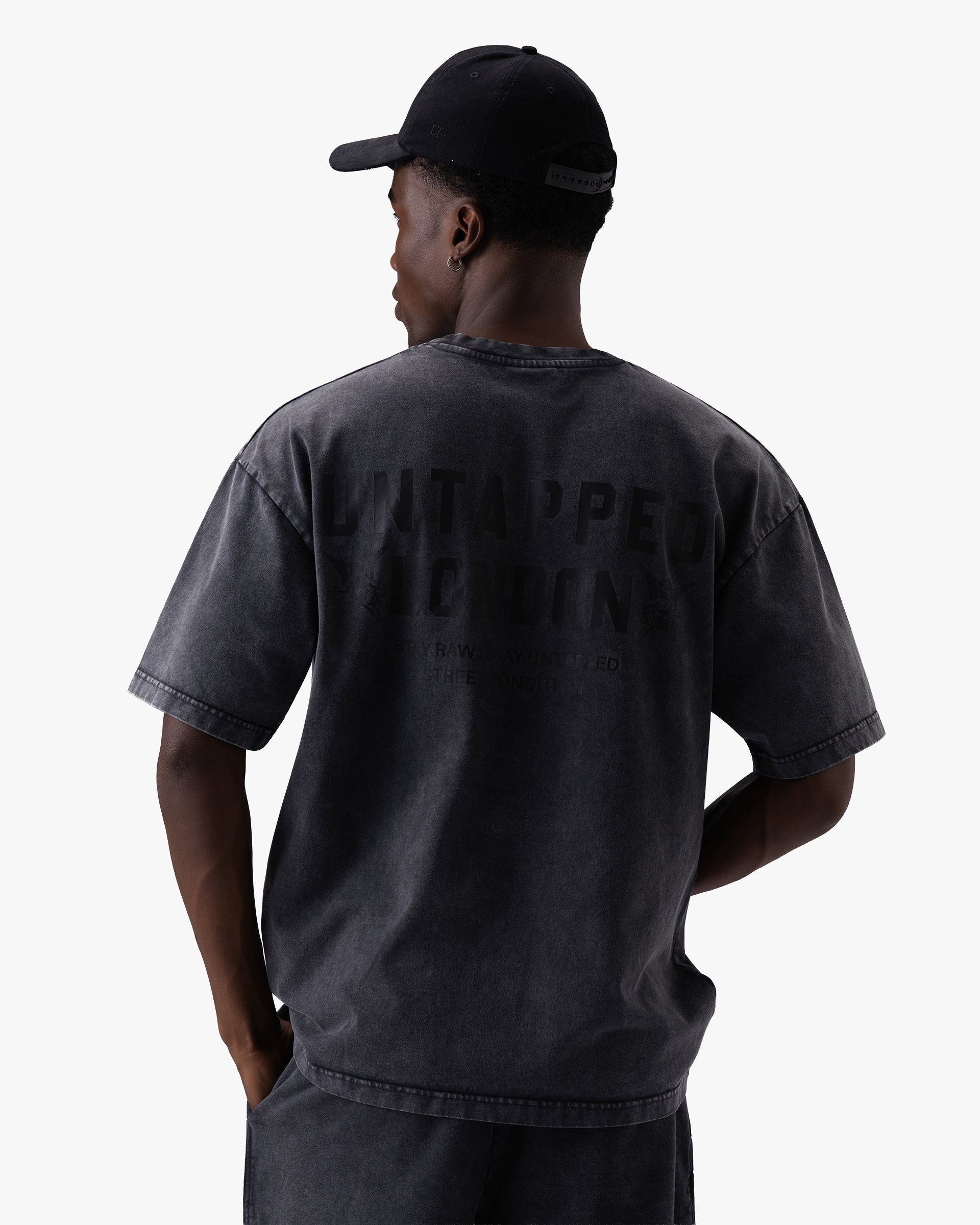 Untapped London Heritage Tee in Aged Charcoal, heavyweight cotton t-shirt with screen print