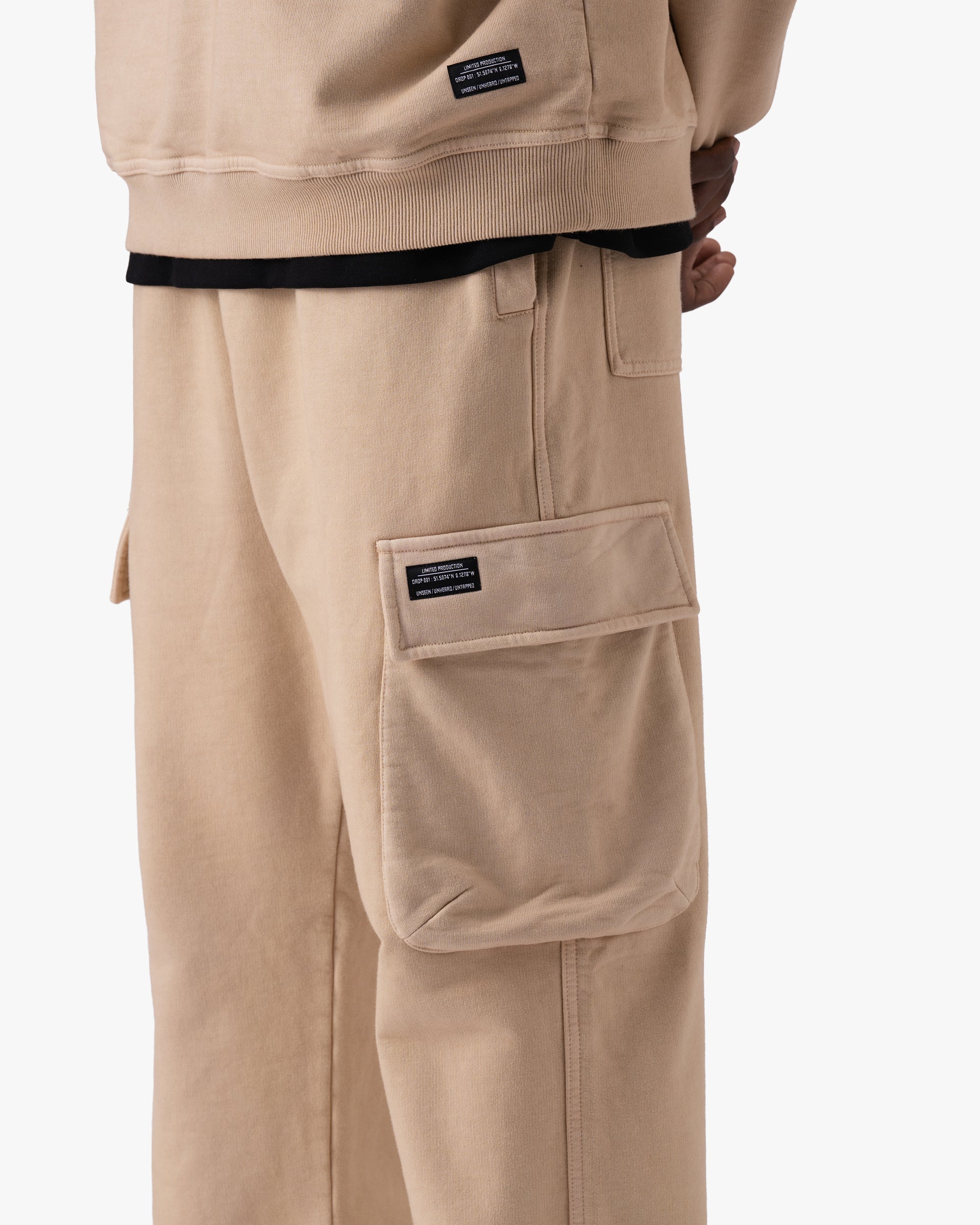Untapped London Field Cargo trousers in Sandstone, heavyweight cotton cargo trousers