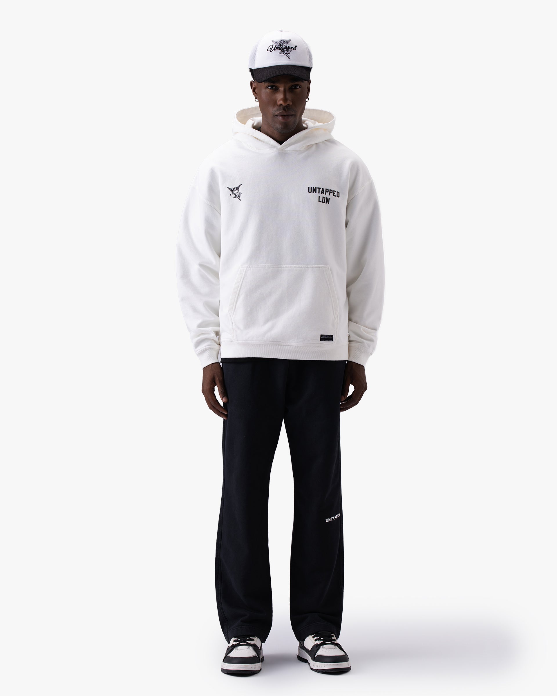 Untapped London Heritage Hoodie in Vintage White, oversized heavyweight cotton hoodie