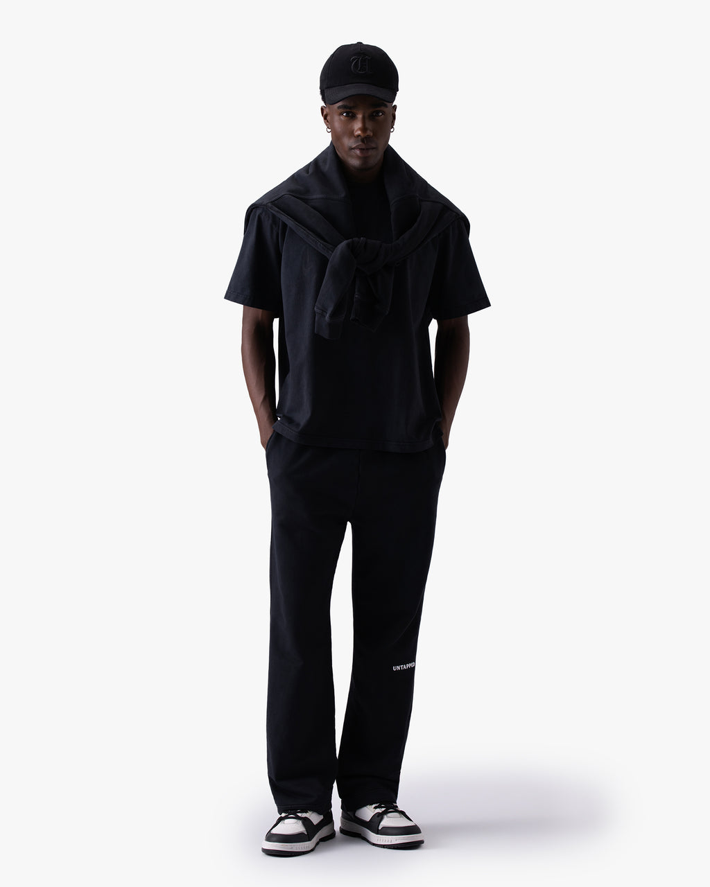 Untapped London Echo Tee in Carbon Black, heavyweight cotton t-shirt with spray-effect graphic