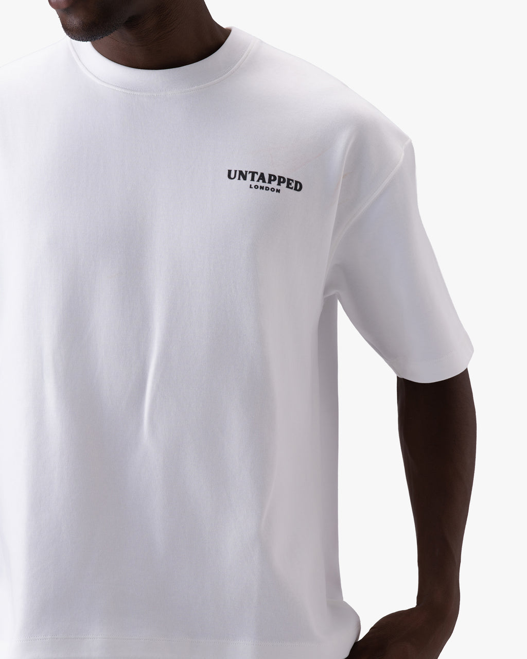 Untapped London Signature Tee in Vintage White, oversized heavyweight cotton t-shirt with HD print