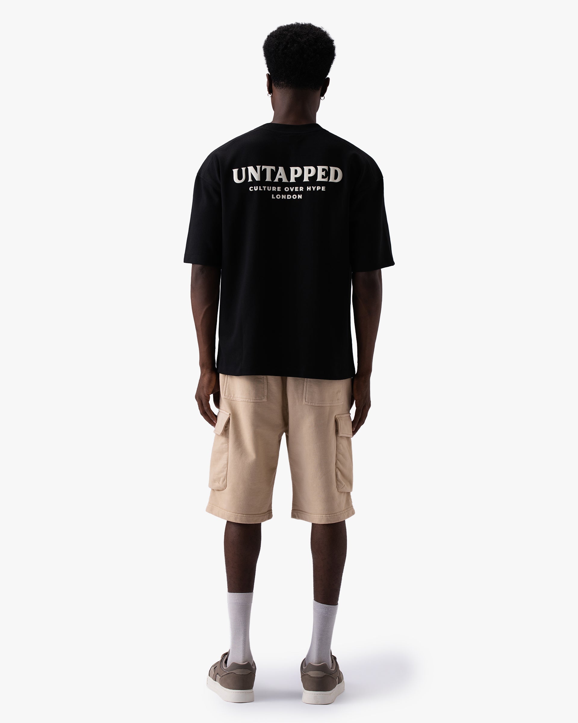 Untapped London Field Cargo Short in Sandstone, heavyweight cotton cargo shorts