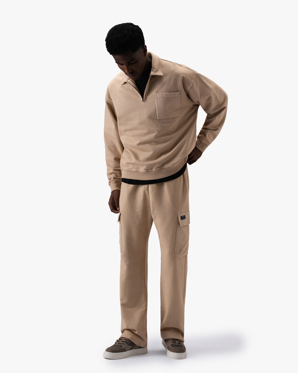 Untapped London Field Cargo trousers in Sandstone, heavyweight cotton cargo trousers
