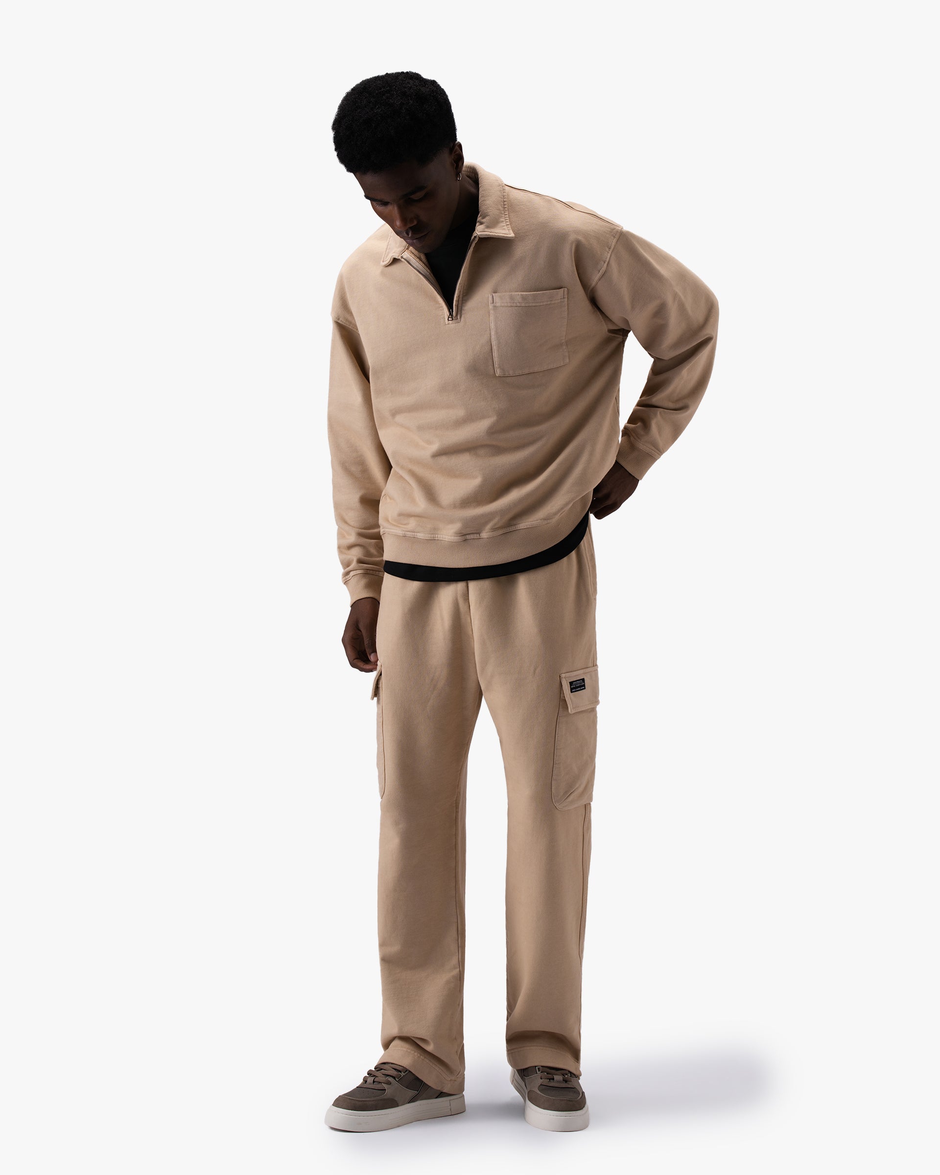 Untapped London Field Cargo trousers in Sandstone, heavyweight cotton cargo trousers