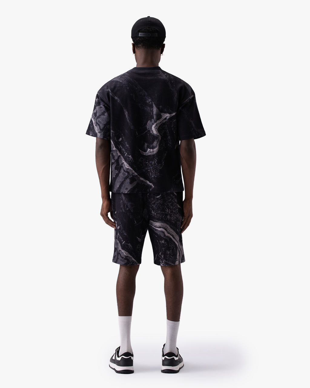 Untapped London Terrain Tee in Black Marble print, oversized heavyweight cotton t-shirt