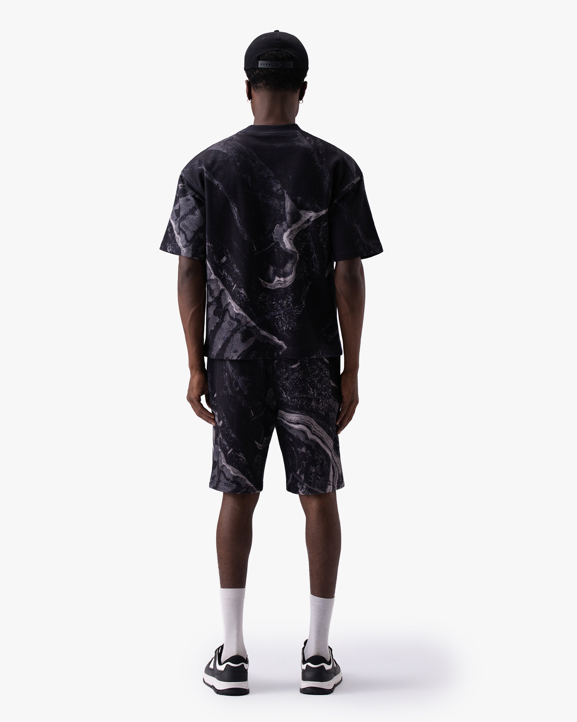 Untapped London Terrain Tee in Black Marble print, oversized heavyweight cotton t-shirt