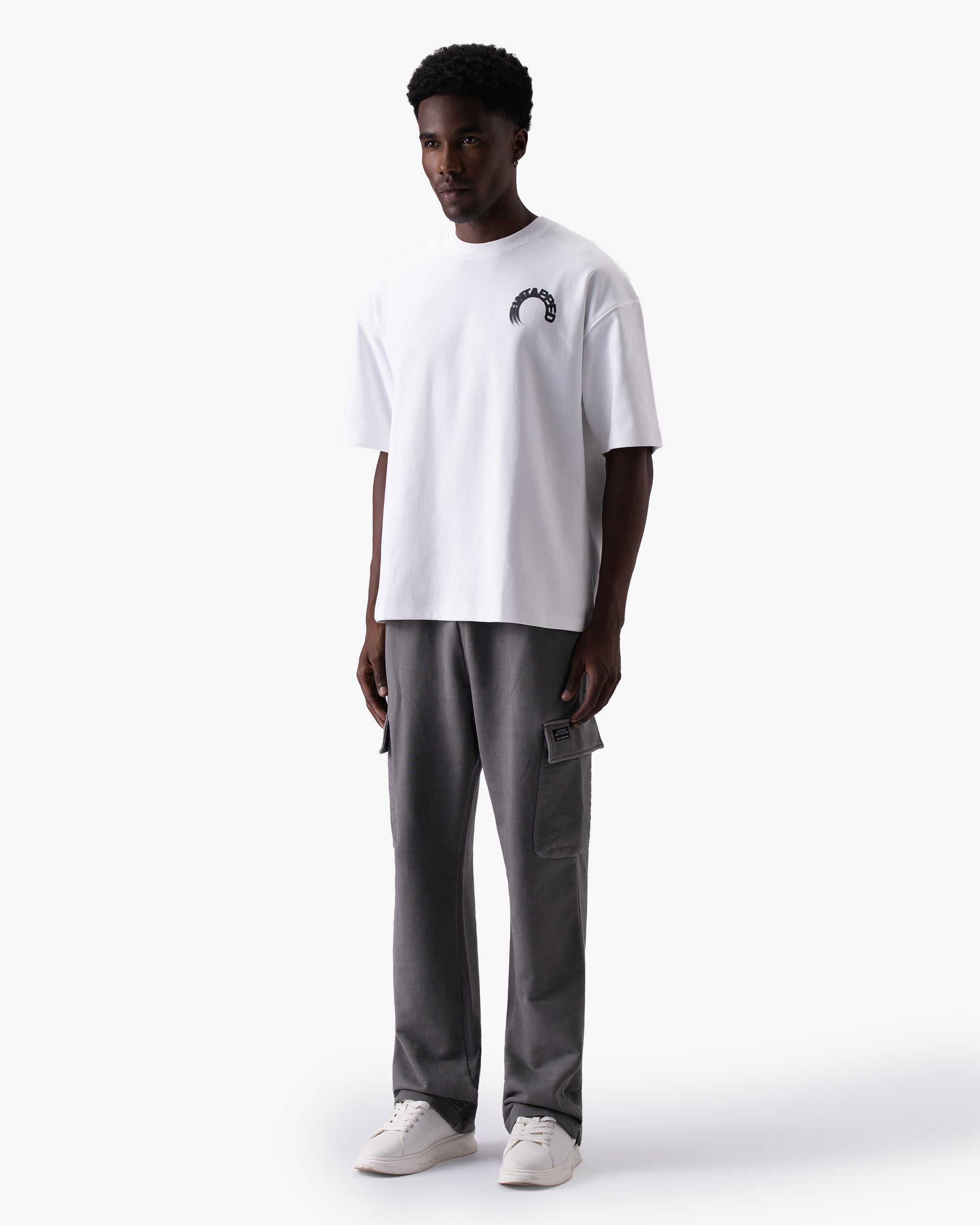 Untapped London Arc Tee in Vintage White, oversized cotton-Sorona jersey t-shirt