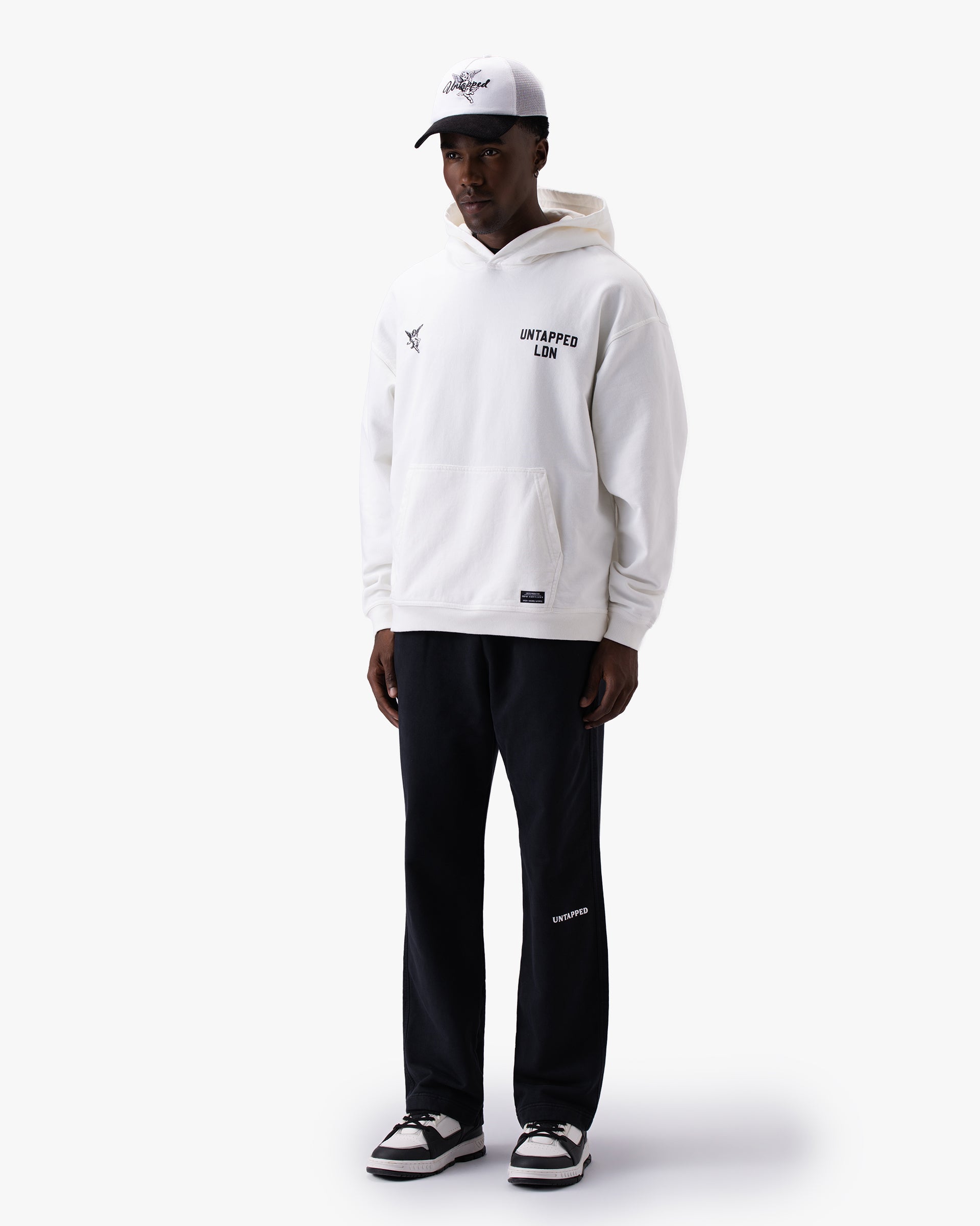 Untapped London Heritage Hoodie in Vintage White, oversized heavyweight cotton hoodie