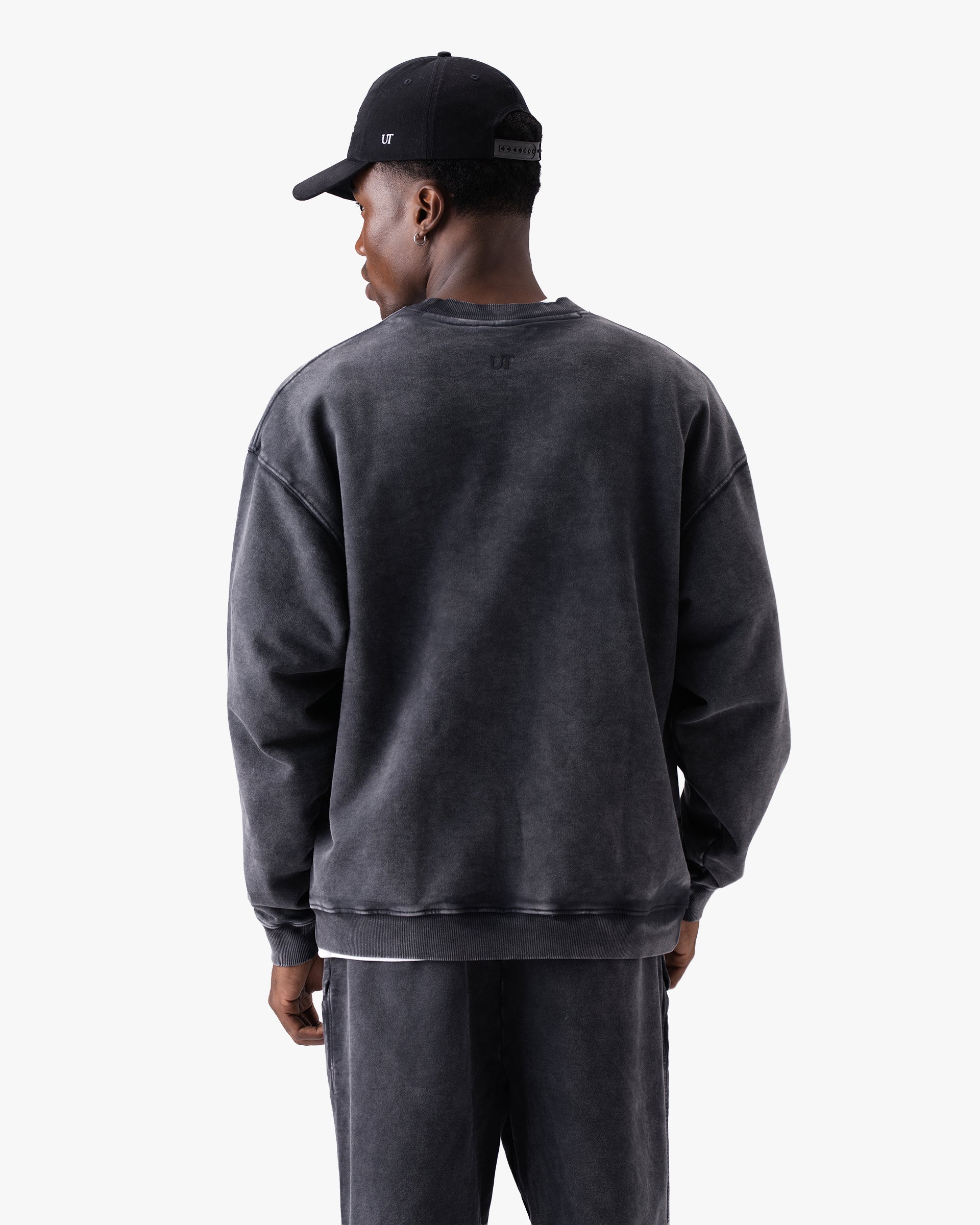 Untapped London Heritage Crew sweatshirt in Aged Charcoal, heavyweight loopback cotton