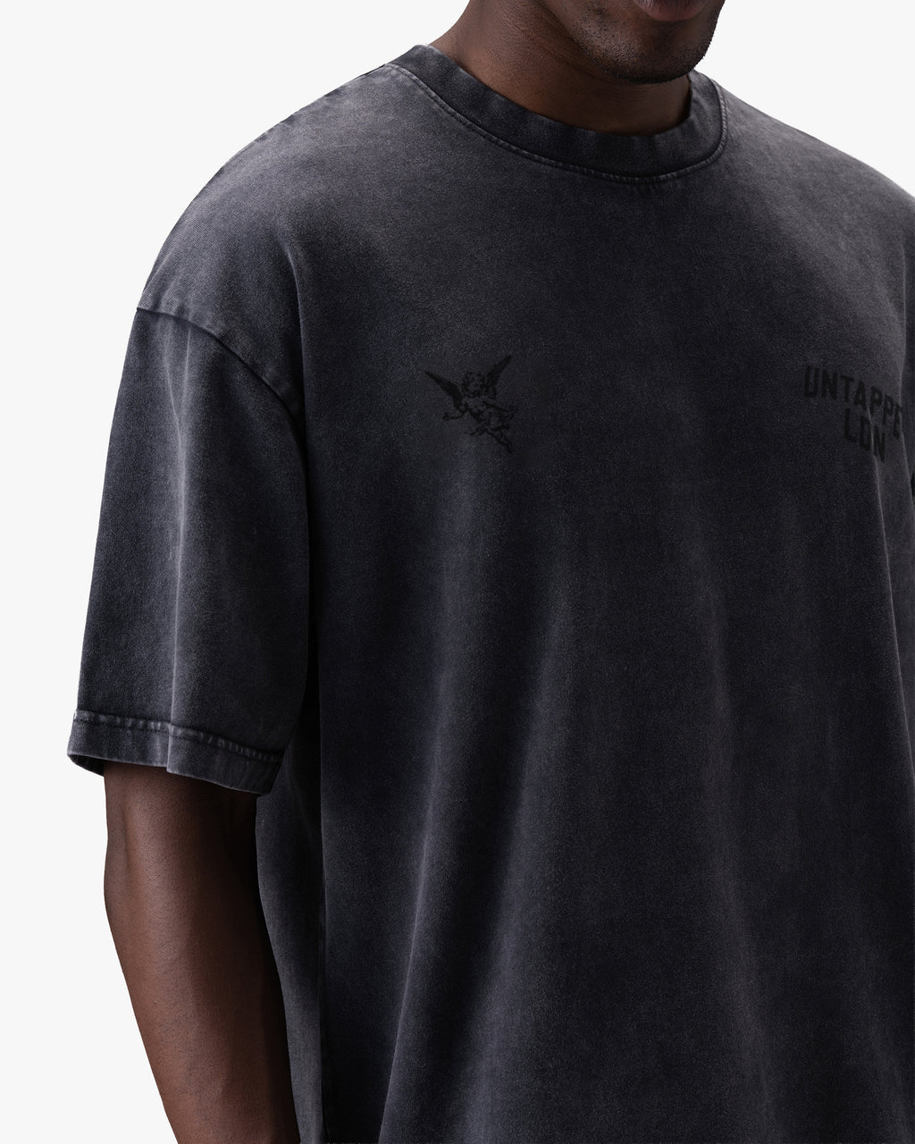 Untapped London Heritage Tee in Aged Charcoal, heavyweight cotton t-shirt with screen print