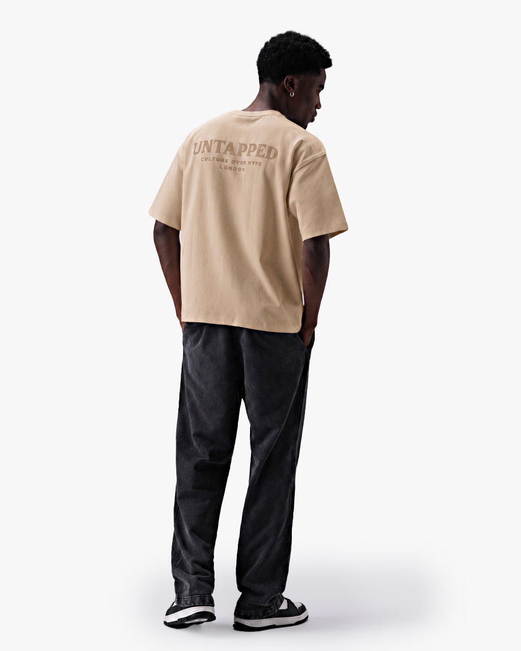 Untapped London Signature Tee Tonal in Stone Beige, oversized heavyweight cotton t-shirt