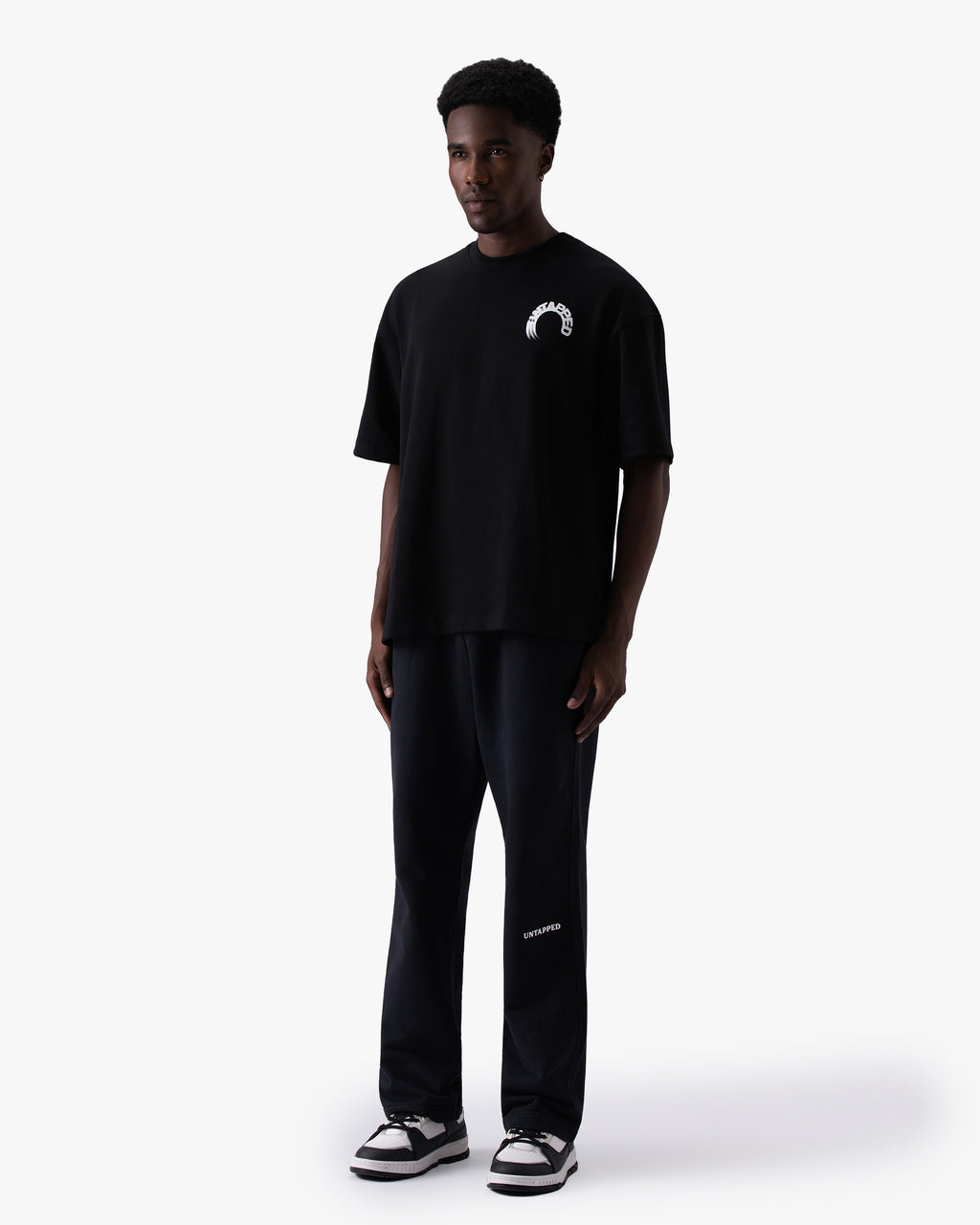 Untapped London Arc Tee in Midnight Black, oversized cotton-Sorona jersey t-shirt