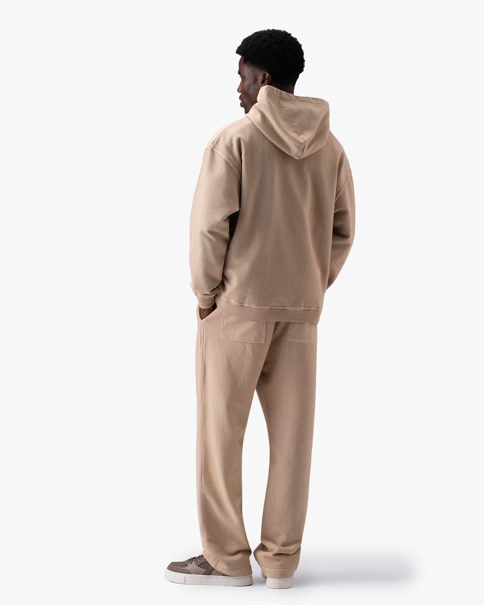 Untapped London Manifest Hoodie in Sandstone, oversized raglan-sleeve cotton hoodie