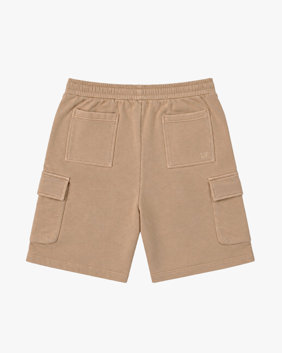 Untapped London Field Cargo Short in Sandstone, heavyweight cotton cargo shorts