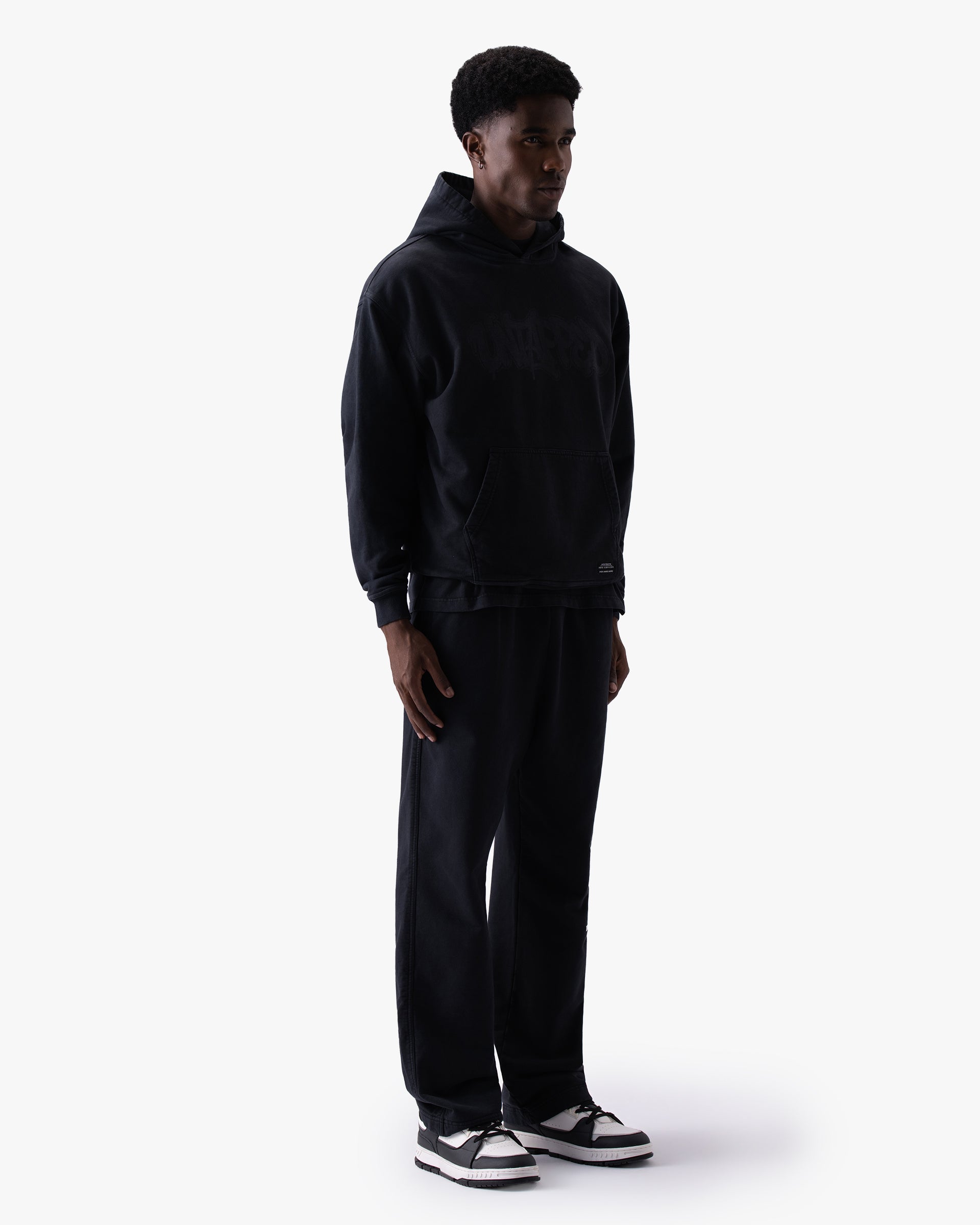 Untapped London Echo Hoodie in Washed Black, oversized heavyweight cotton hoodie