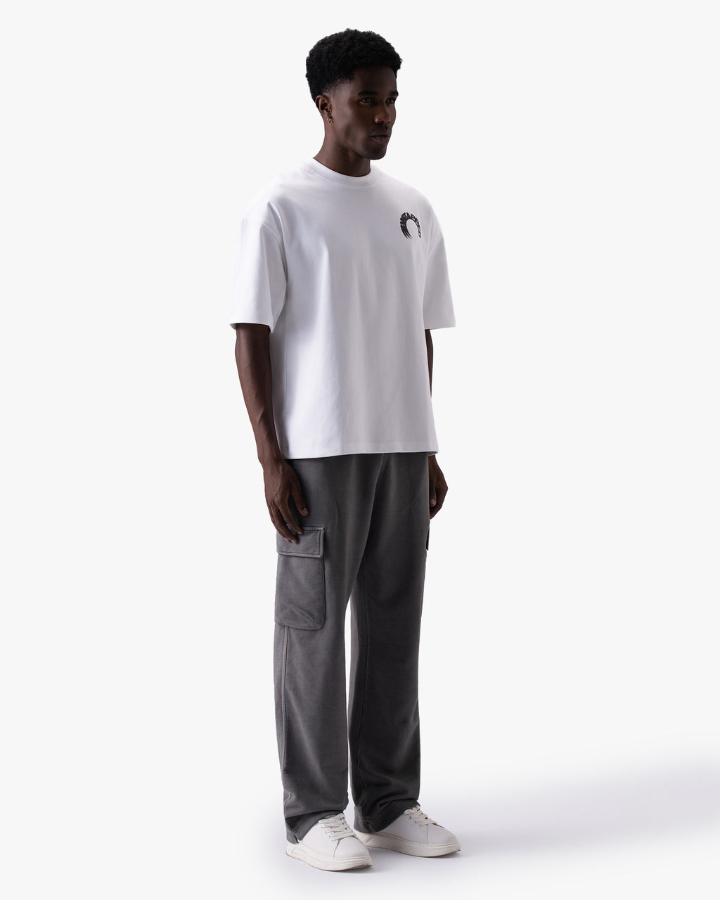 Untapped London Arc Tee in Vintage White, oversized cotton-Sorona jersey t-shirt