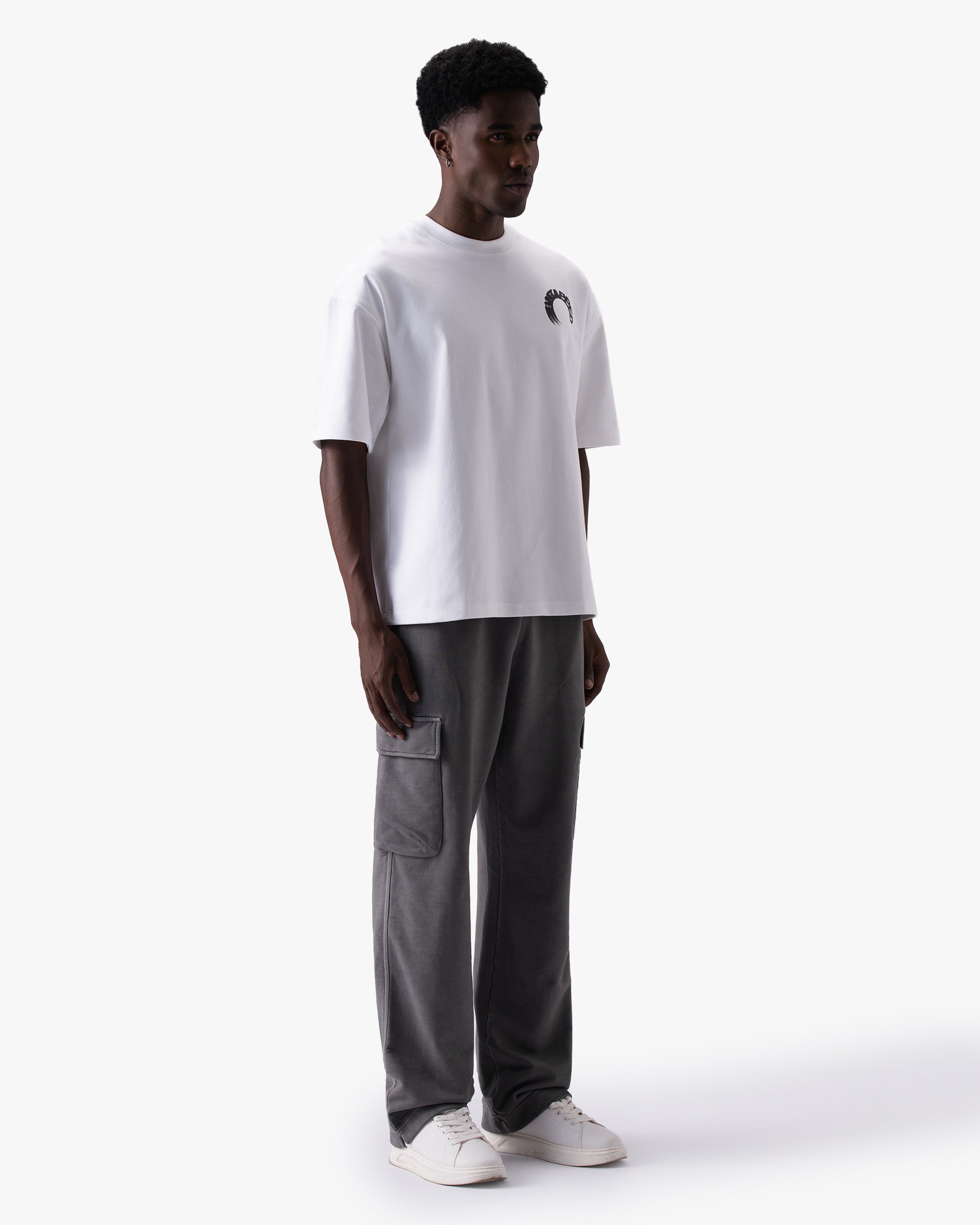 Untapped London Arc Tee in Vintage White, oversized cotton-Sorona jersey t-shirt