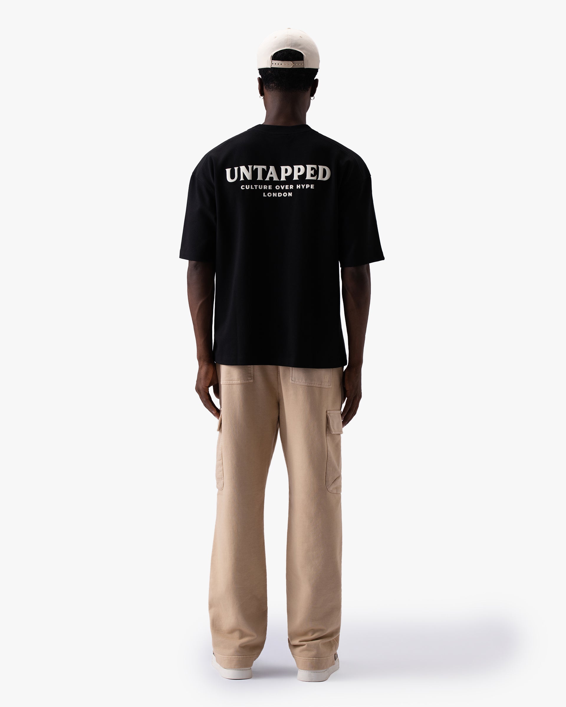 Untapped London Signature Tee in Midnight Black, oversized heavyweight cotton t-shirt