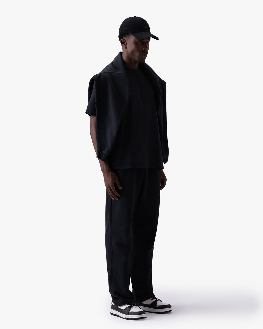 Untapped London Echo Tee in Carbon Black, heavyweight cotton t-shirt with spray-effect graphic