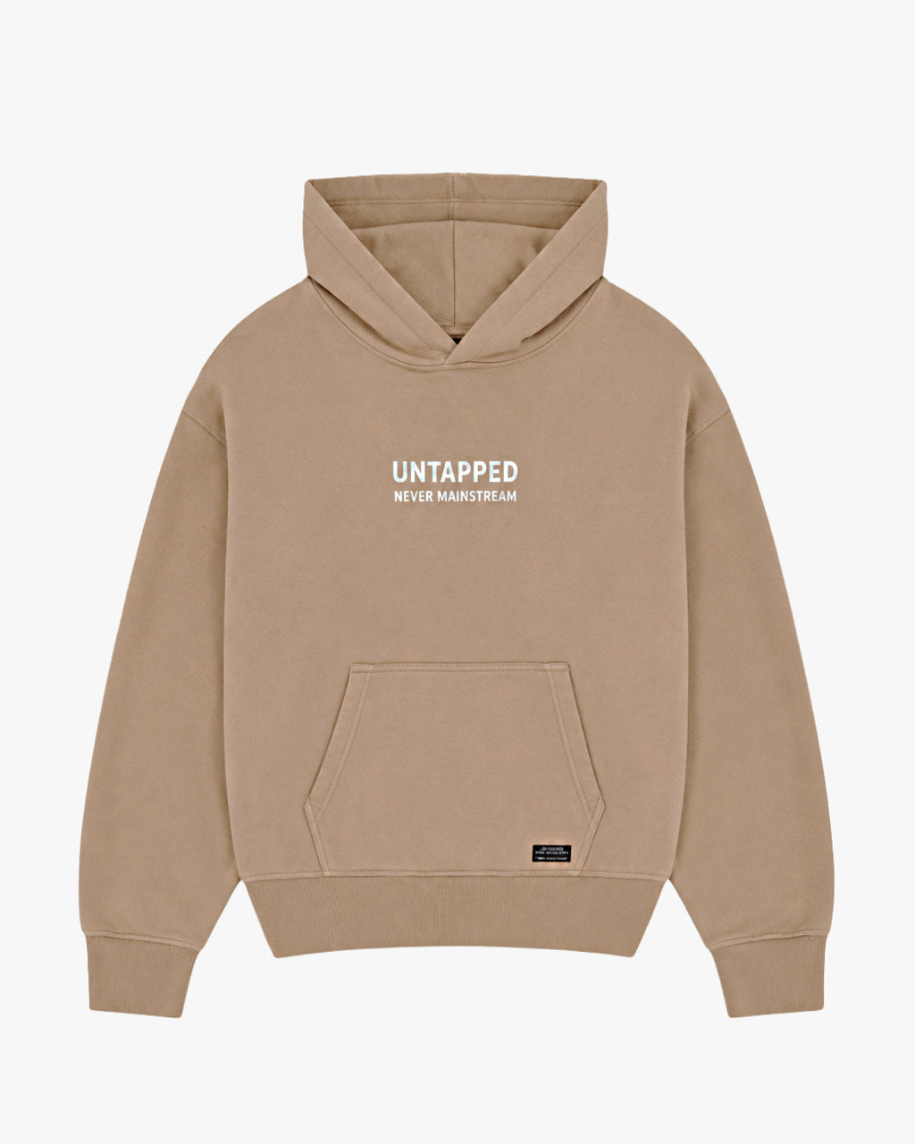 Untapped London Manifest Hoodie in Sandstone, oversized raglan-sleeve cotton hoodie