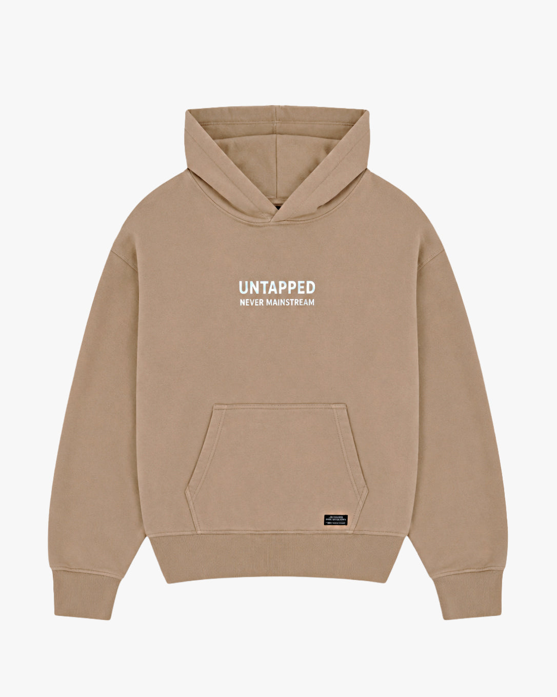 Untapped London Manifest Hoodie in Sandstone, oversized raglan-sleeve cotton hoodie