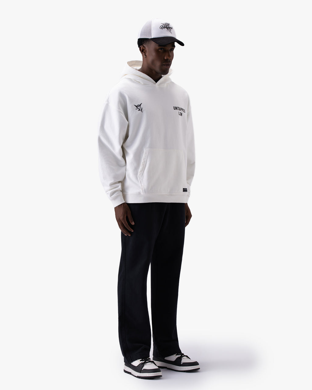 Untapped London Heritage Hoodie in Vintage White, oversized heavyweight cotton hoodie