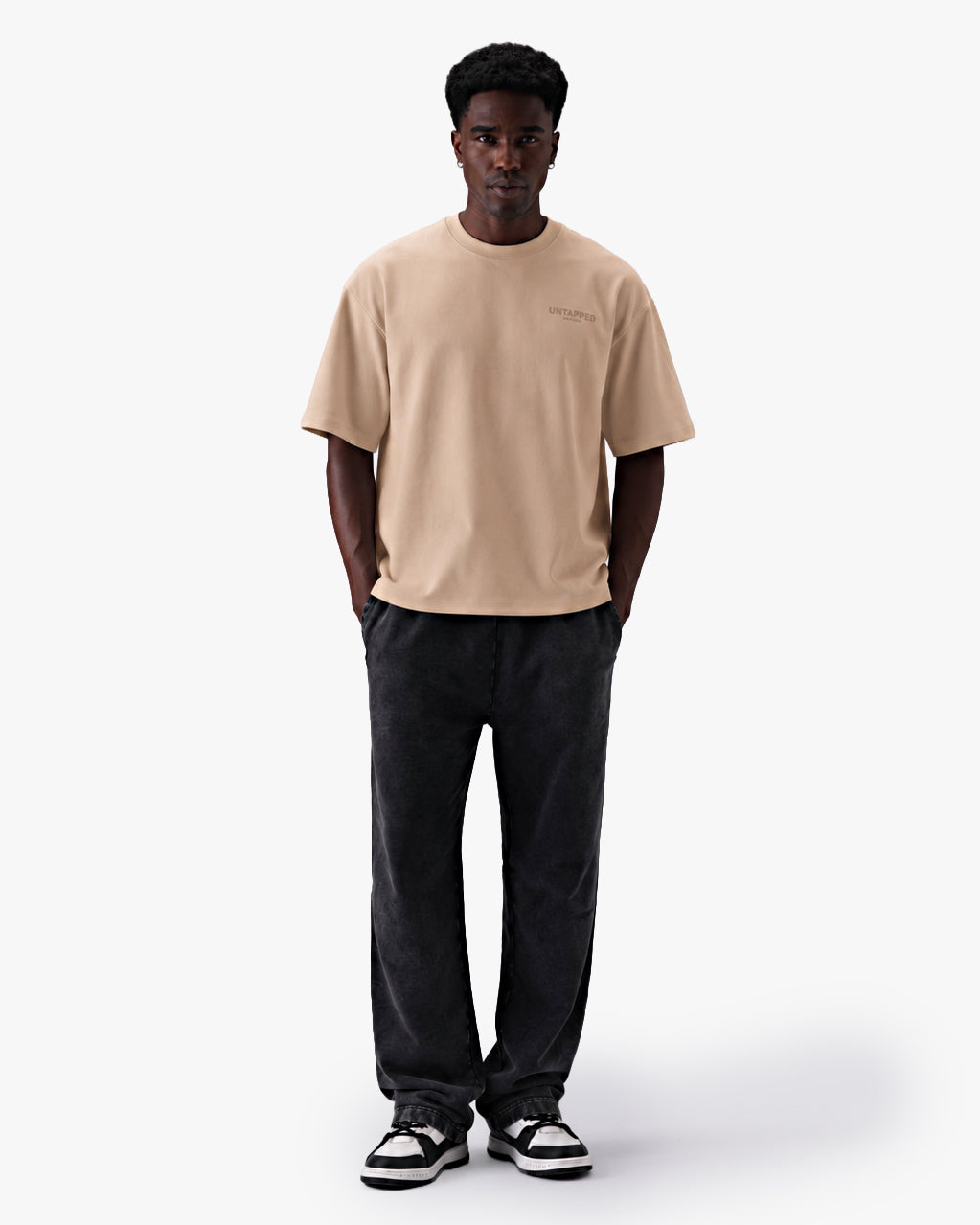 Untapped London Signature Tee Tonal in Stone Beige, oversized heavyweight cotton t-shirt