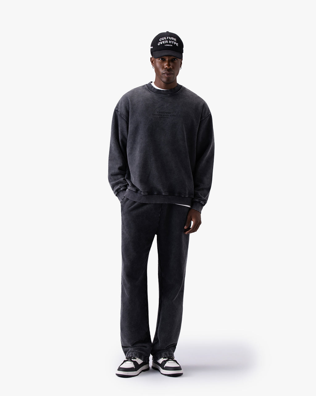 Untapped London Heritage Crew sweatshirt in Aged Charcoal, heavyweight loopback cotton