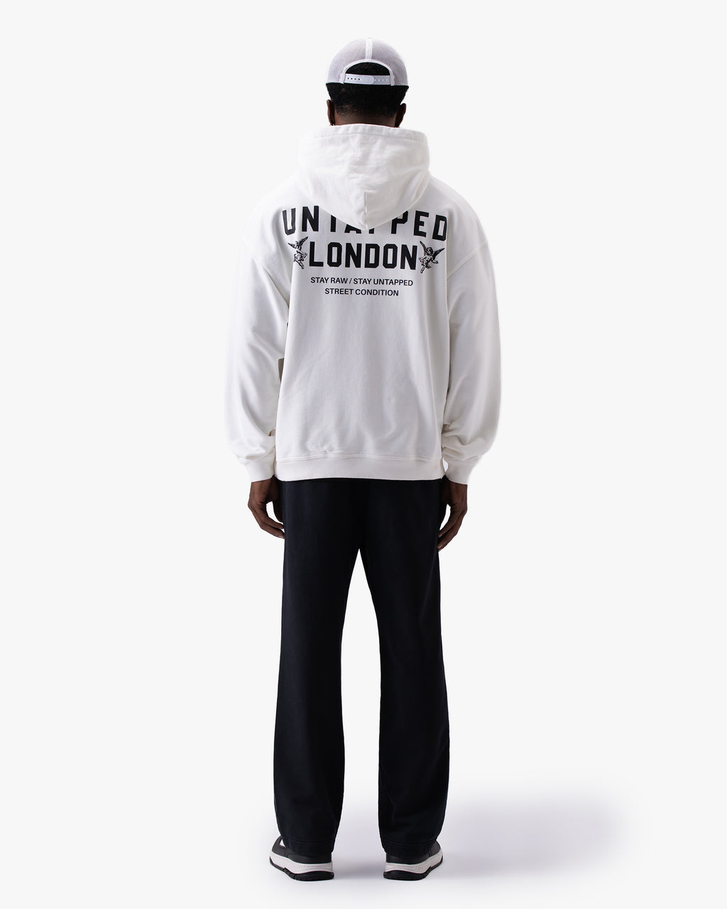 Untapped London Heritage Hoodie in Vintage White, oversized heavyweight cotton hoodie
