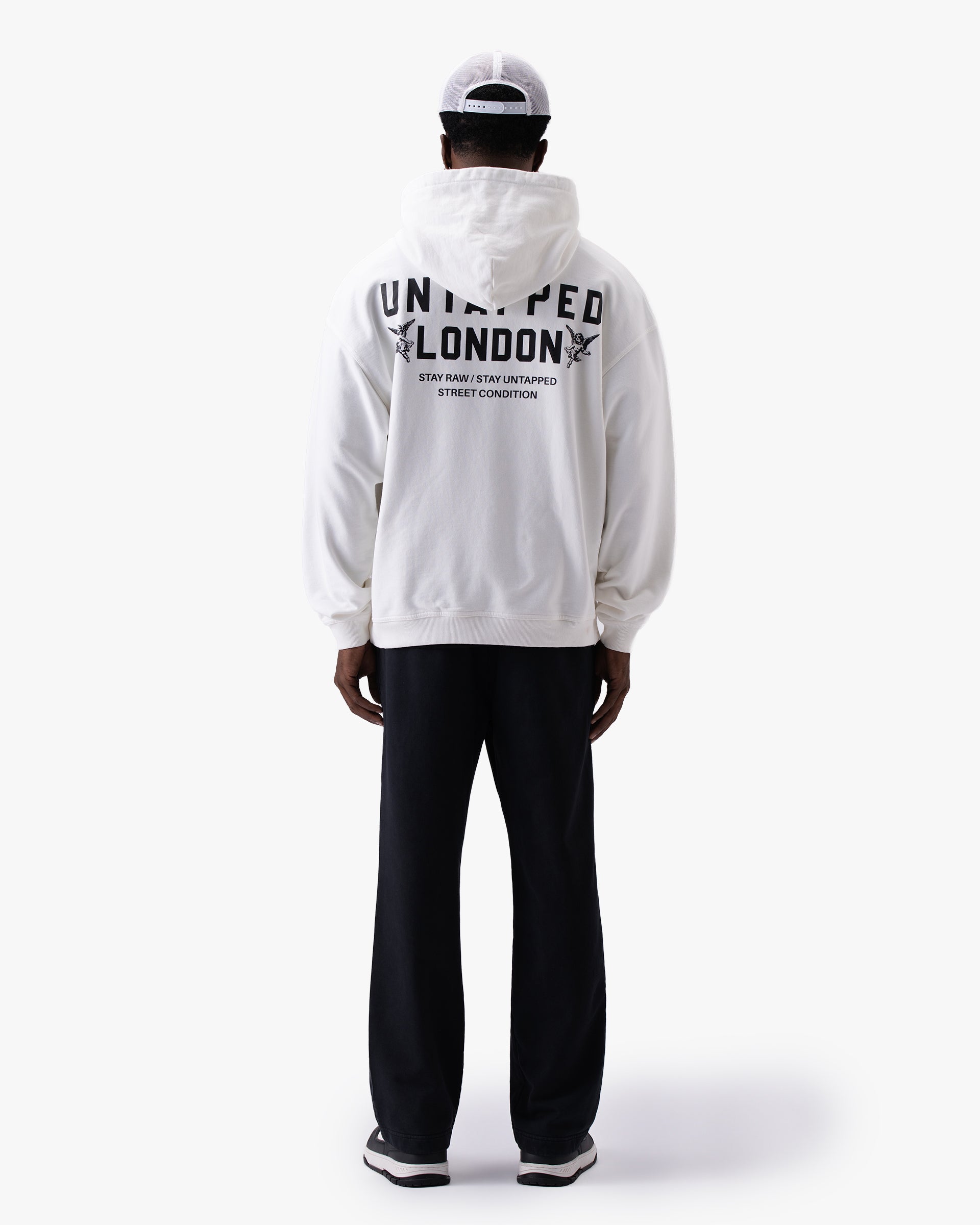 Untapped London Heritage Hoodie in Vintage White, oversized heavyweight cotton hoodie