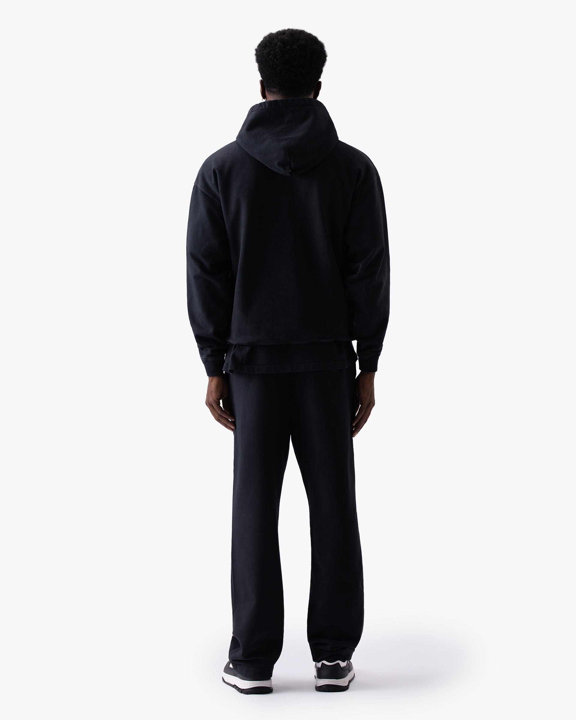 Untapped London Echo Hoodie in Washed Black, oversized heavyweight cotton hoodie
