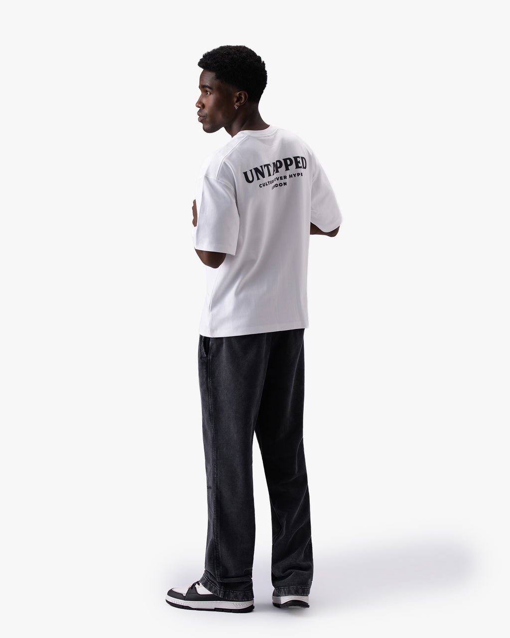 Untapped London Signature Tee in Vintage White, oversized heavyweight cotton t-shirt with HD print